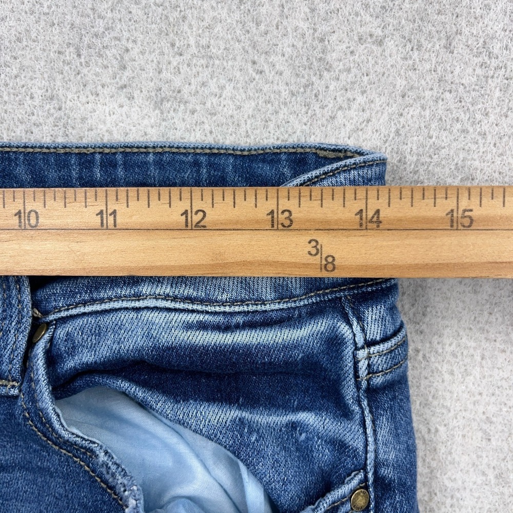 Women’s Distressed Dark Blue Flare Jeans - Picture 13 of 15